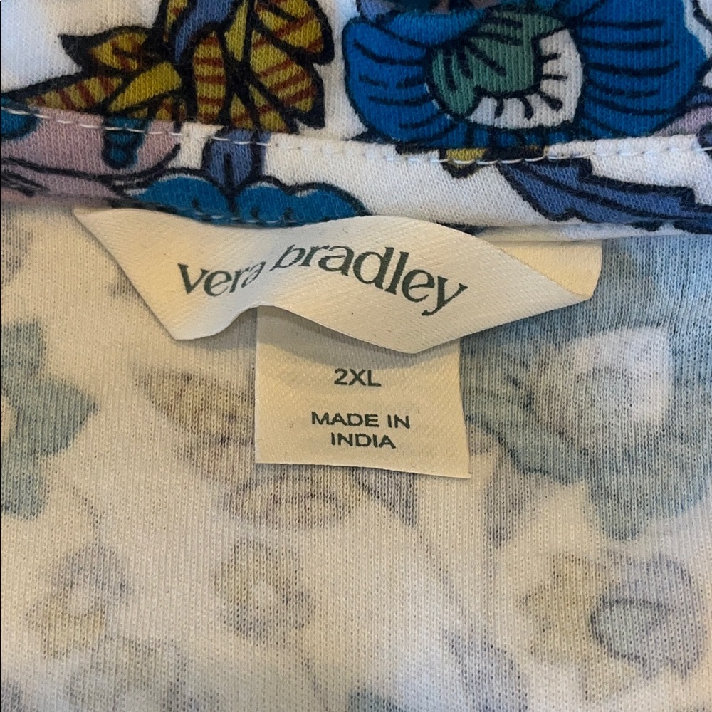 Vera Bradley 2X Jersey Knit Cotton Blue Floral Sleep Shirt - Picture 2 of 9